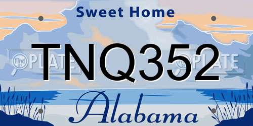 TNQ352 Alabama License Plate