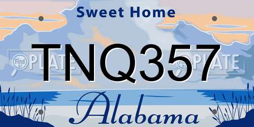 TNQ357 Alabama License Plate