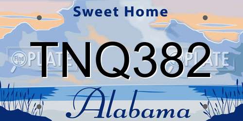 TNQ382 Alabama License Plate