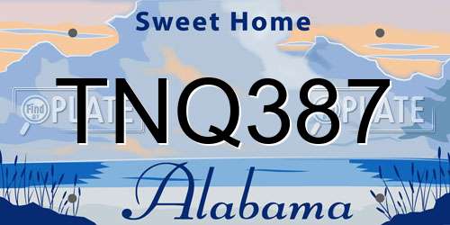 TNQ387 Alabama License Plate