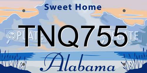 TNQ755 Alabama License Plate
