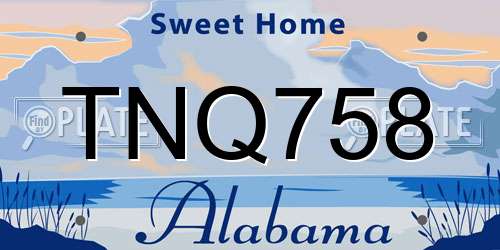 TNQ758 Alabama License Plate