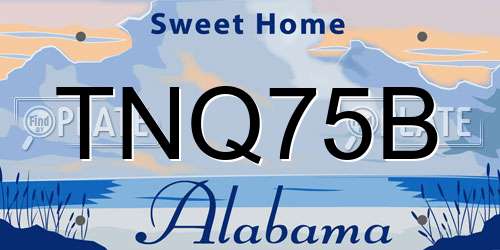 TNQ75B Alabama License Plate