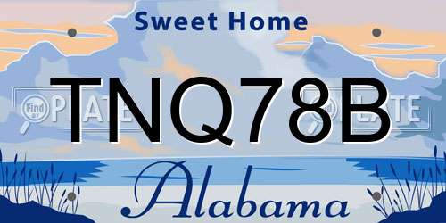 TNQ78B Alabama License Plate