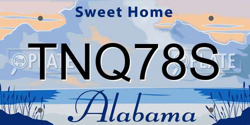TNQ78S Alabama License Plate