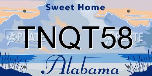 TNQT58 Alabama License Plate