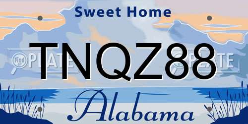 TNQZ88 Alabama License Plate