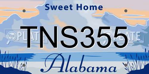 TNS355 Alabama License Plate