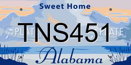 TNS451 Alabama License Plate