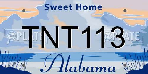 TNT113 Alabama License Plate