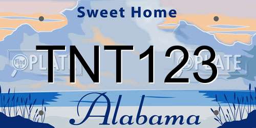 TNT123 Alabama License Plate