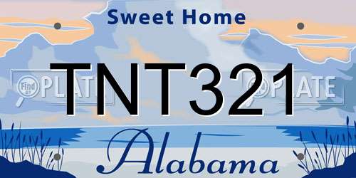 TNT321 Alabama License Plate