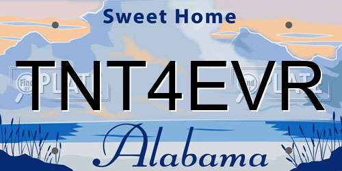 TNT4EVR Alabama License Plate