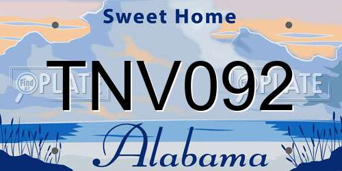 TNV092 Alabama License Plate