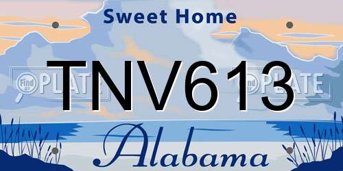 TNV613 Alabama License Plate