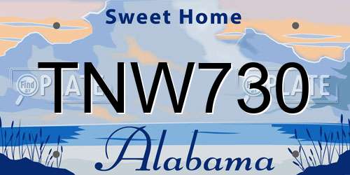 TNW730 Alabama License Plate