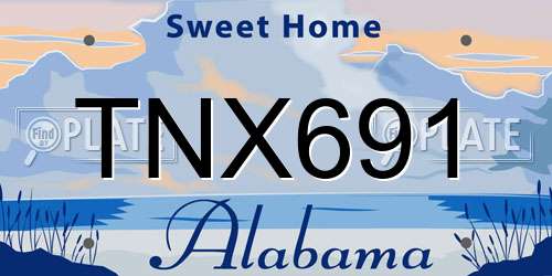 TNX691 Alabama License Plate