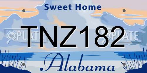 TNZ182 Alabama License Plate