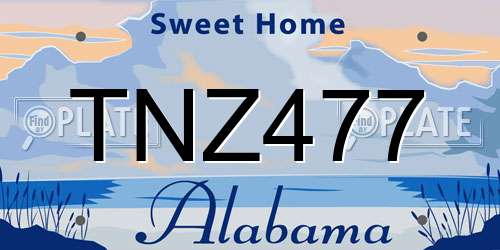 TNZ477 Alabama License Plate