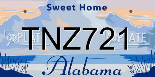 TNZ721 Alabama License Plate