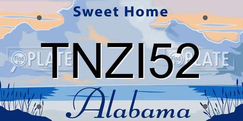 TNZI52 Alabama License Plate