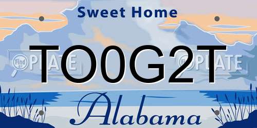 TO0G2T Alabama License Plate