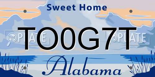 TO0G7T Alabama License Plate