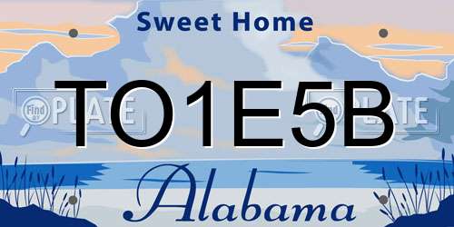TO1E5B Alabama License Plate