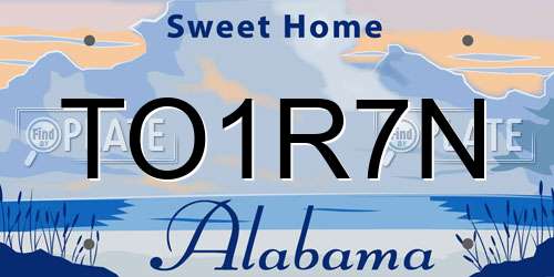 TO1R7N Alabama License Plate