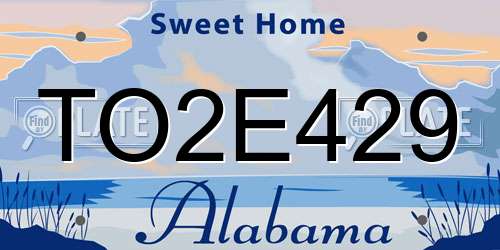 TO2E429 Alabama License Plate