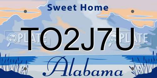 TO2J7U Alabama License Plate