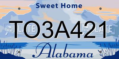 TO3A421 Alabama License Plate