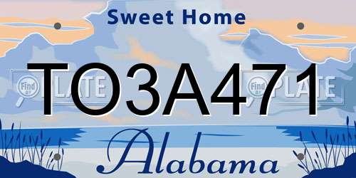 TO3A471 Alabama License Plate