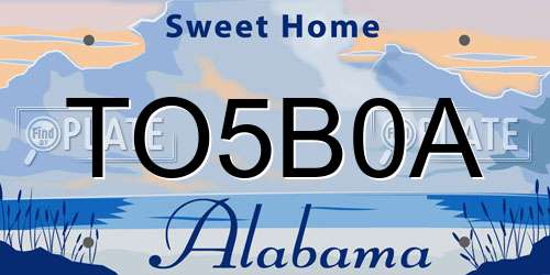 TO5B0A Alabama License Plate