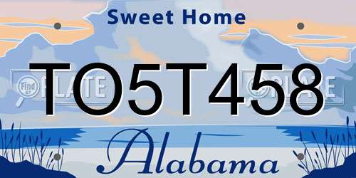 TO5T458 Alabama License Plate