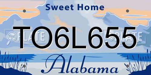 TO6L655 Alabama License Plate