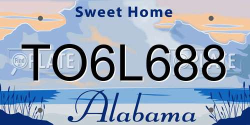 TO6L688 Alabama License Plate