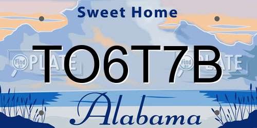 TO6T7B Alabama License Plate