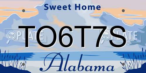 TO6T7S Alabama License Plate