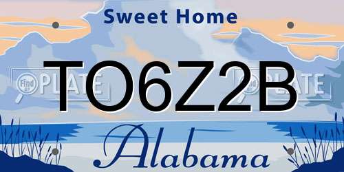 TO6Z2B Alabama License Plate