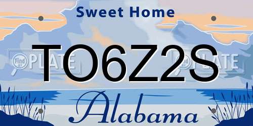 TO6Z2S Alabama License Plate
