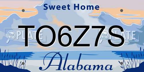 TO6Z7S Alabama License Plate