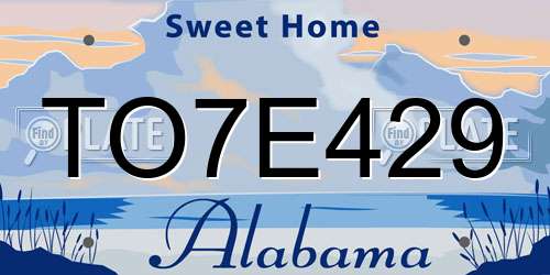 TO7E429 Alabama License Plate