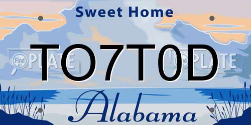 TO7T0D Alabama License Plate