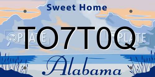 TO7T0Q Alabama License Plate