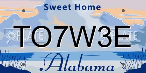 TO7W3E Alabama License Plate