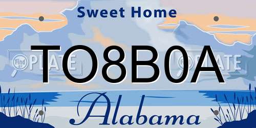 TO8B0A Alabama License Plate