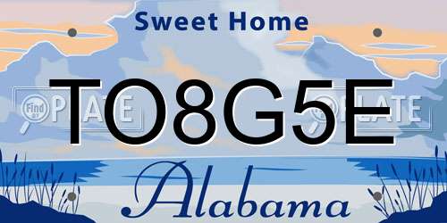 TO8G5E Alabama License Plate