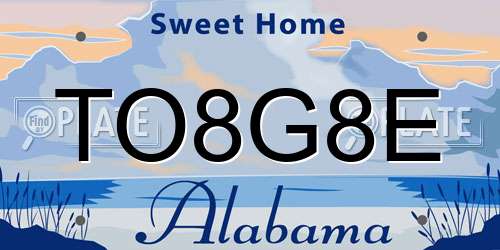TO8G8E Alabama License Plate