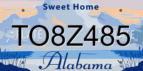 TO8Z485 Alabama License Plate